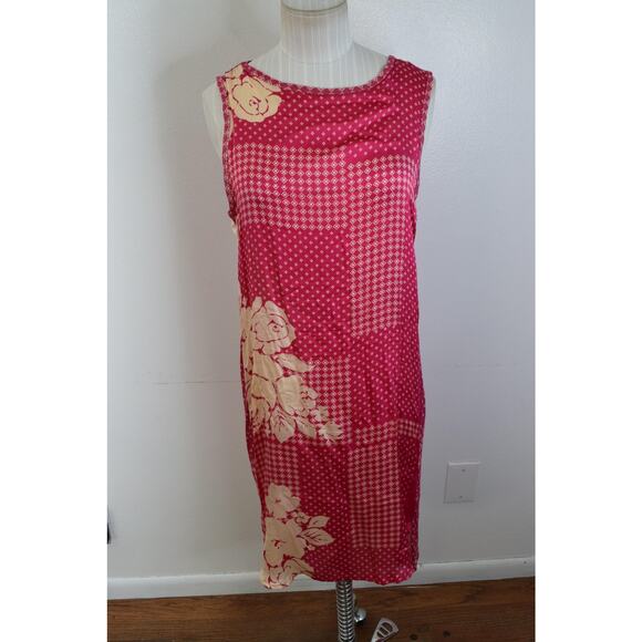 Johnny Was Dresses & Skirts - Johnny Was Dress Womens Small Pink Red Floral Silk Contrast Sleeveless Mallory